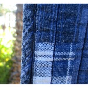 Patchwork Blue Plaid Quilt Blanket Throw Cozy Soft 86x80 Small Flaw on Edge